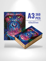 Gorilla 3d Wooden puzzle | Brainstaker™ A3 / Bleu