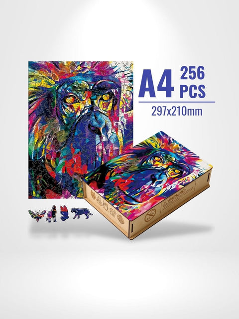 Puzzle 3D Bois gorille | Brainstaker™ A4 / Bleu