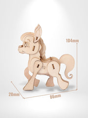 Puzzle 3D Bois laser cheval | Brainstaker™ Bois