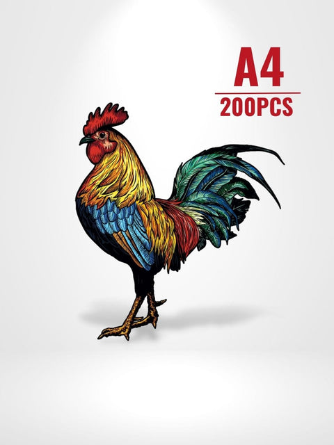 Puzzle 3D Coq En bois | Brainstaker™ A4 / Rouge