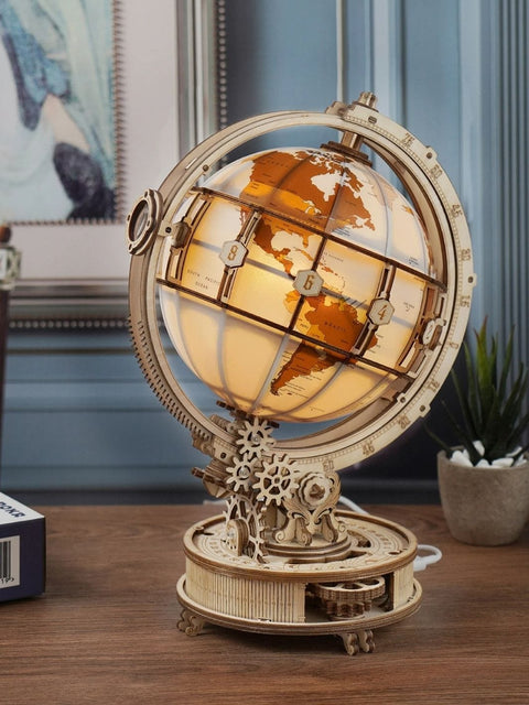 Puzzle 3D Globe lumineux | Brainstaker™ Bois