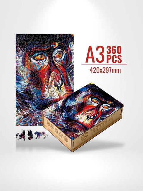 Puzzle 3D Gorille | Brainstaker™ A3 / Bois