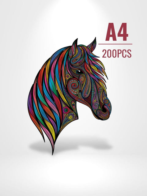 Puzzle 3D Horse Bois | Brainstaker™ A4 / Bois
