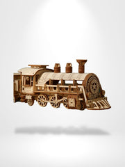 Puzzle 3D Locomotive V-Express Mécanique En Bois | Brainstaker™ Bois