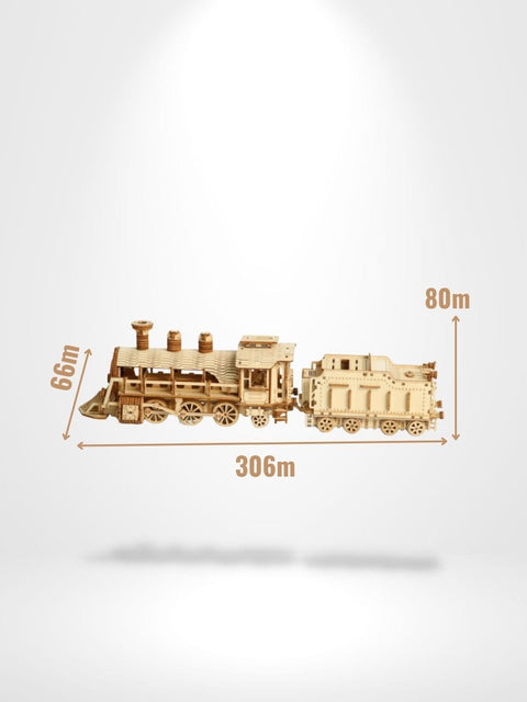 Puzzle 3D Locomotive V-Express Mécanique En Bois | Brainstaker™ Bois