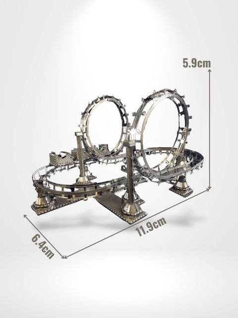 Puzzle 3D Metal Nano Roller Coaste | Brainstaker™ Argent