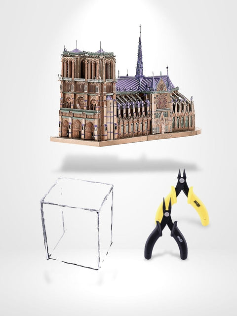 Puzzle 3D Notre Dame De Paris | Brainstaker™ Modèle 4 | Outils et boîte / Bronze