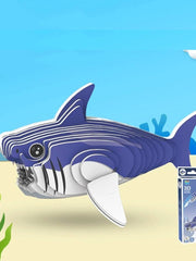 Puzzle 3D Papier Requin | Brainstaker™ Bleu