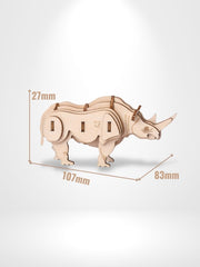 Puzzle 3D Rhinocéros | Brainstaker™ Bois