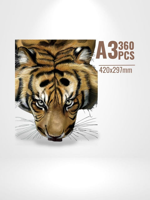 Puzzle 3D Tigre | Brainstaker™ A3 / Beige Foncé