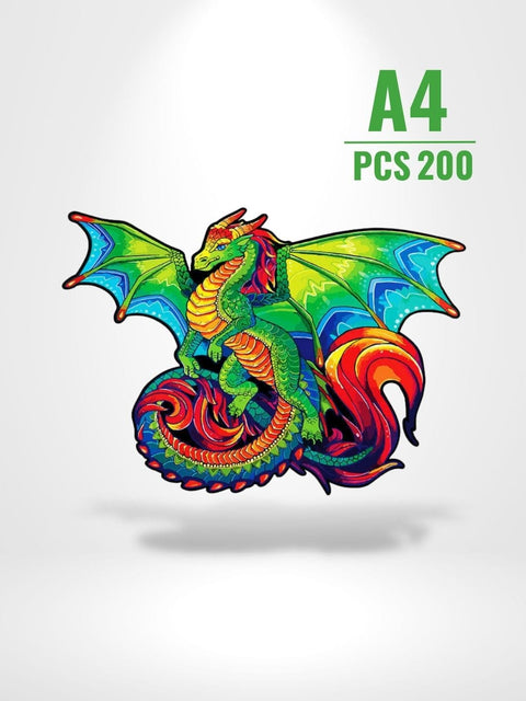 Puzzle 3D Wooden Dragon | Brainstaker™ A4 / Vert