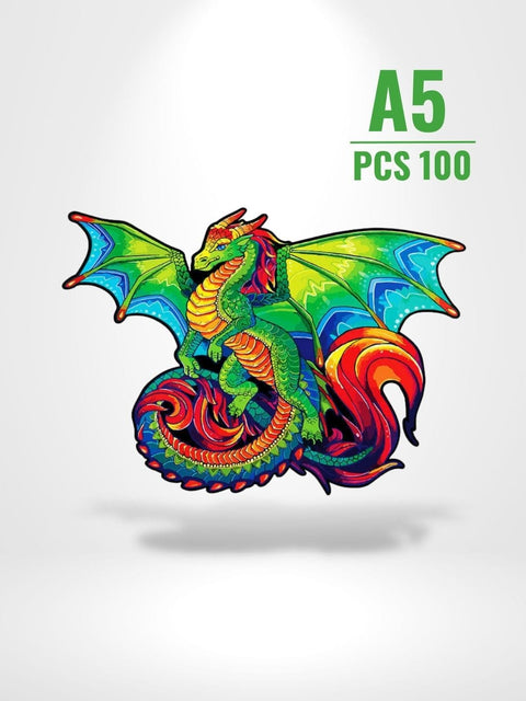 Puzzle 3D Wooden Dragon | Brainstaker™ A5 / Vert