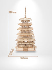 Puzzle 3D Wooden Tower Of Yellow Crane Bois | Brainstaker™ Bois